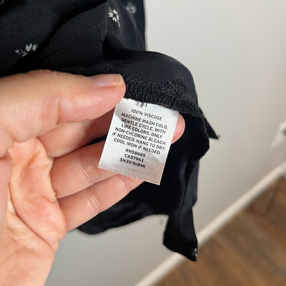 Something Navy button down patterned blouse - image 4